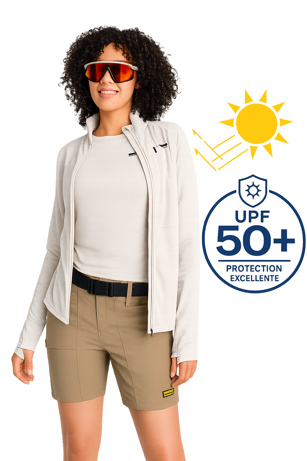 Femme portant des vêtements Chlorophylle à protection solaire