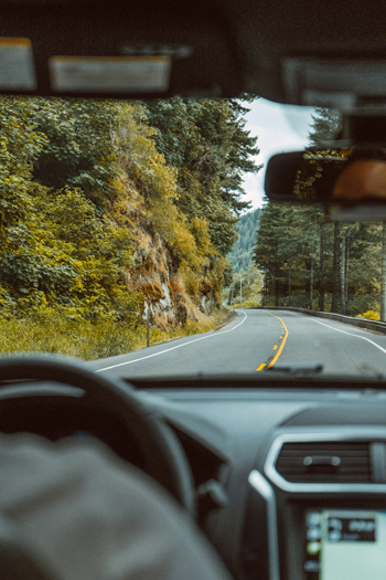 View of a scenic road by car