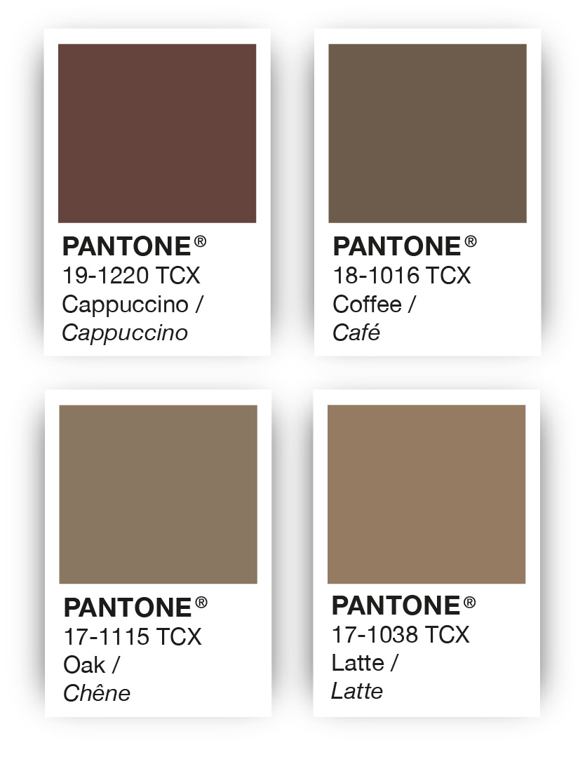 Pantone palette showing different shades of brown.