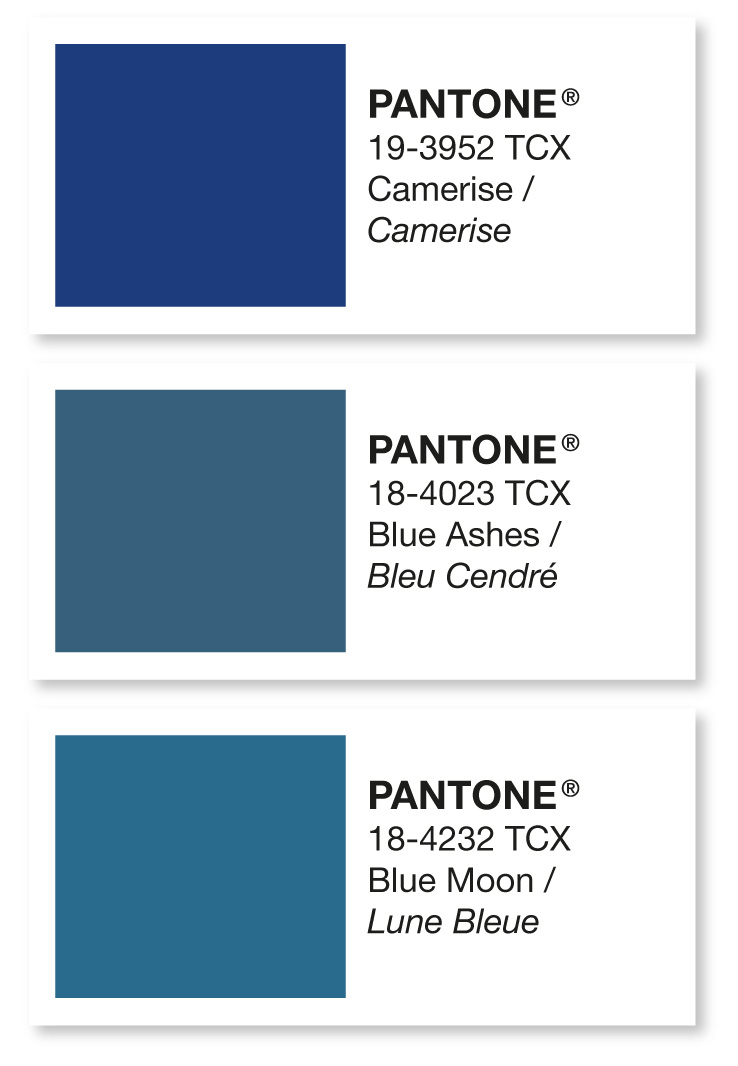 Pantone palette showing different shades of blue
